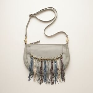 Margot Gray Crossbody Bag Multicolor Fringe